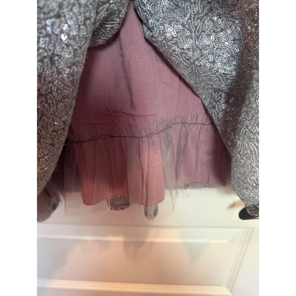 14.Ilovegorgeous Kids Mauve Purple Sequin Cap Sleeve Party Dress Size 6-7